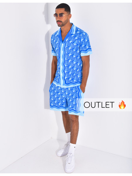 Ensemble short et chemise à motifs