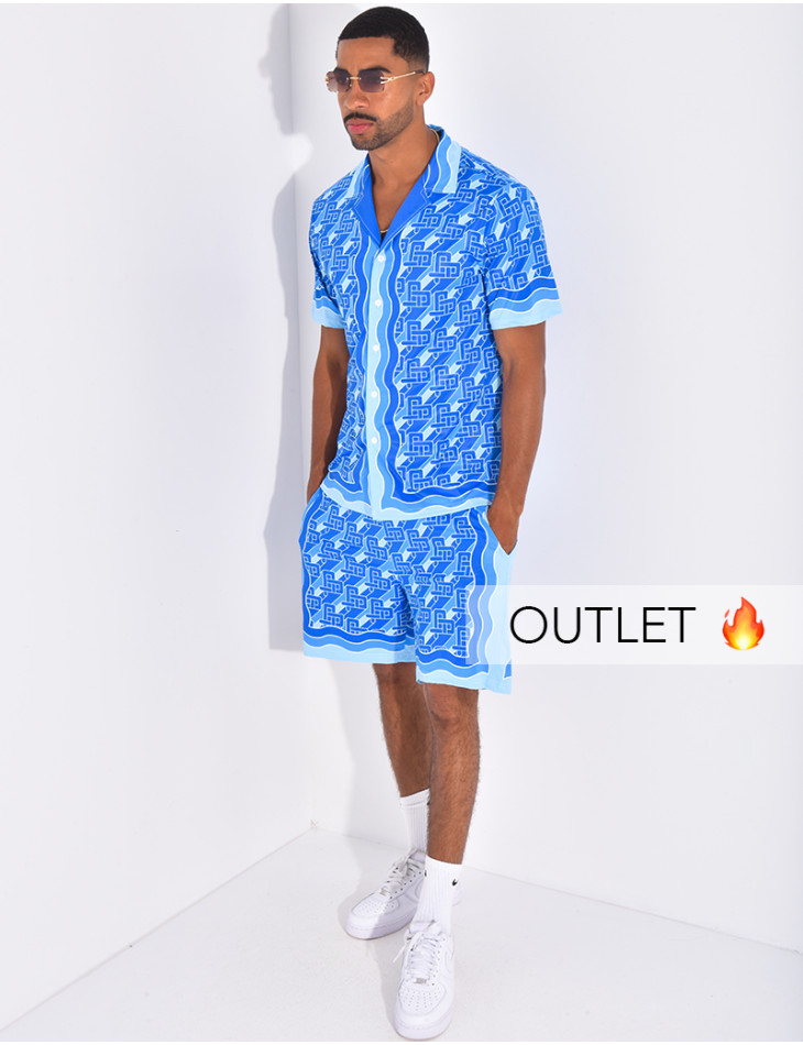Ensemble short et chemise à motifs