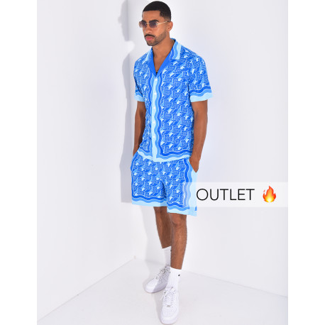 Ensemble short et chemise à motifs