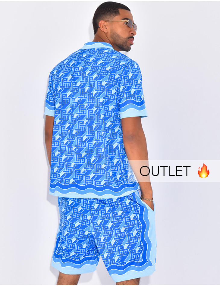 Ensemble short et chemise à motifs