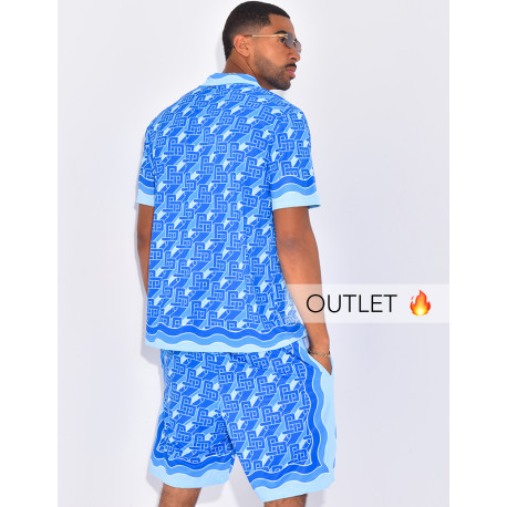 Ensemble short et chemise à motifs