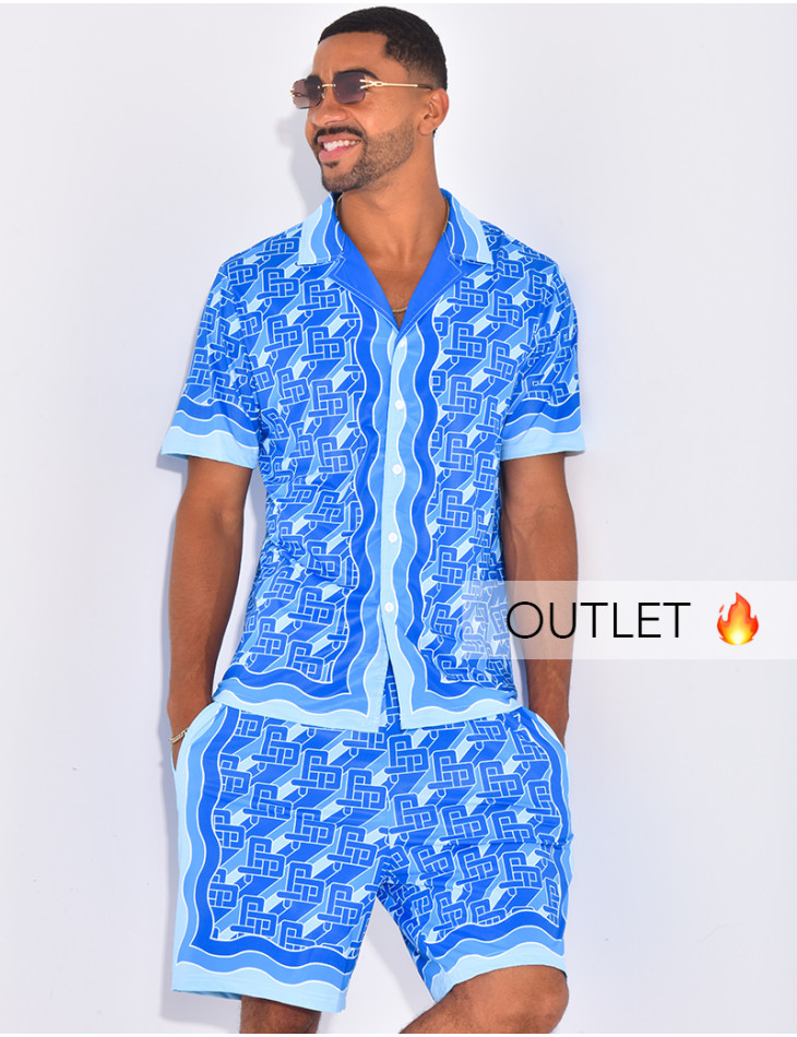 Ensemble short et chemise à motifs