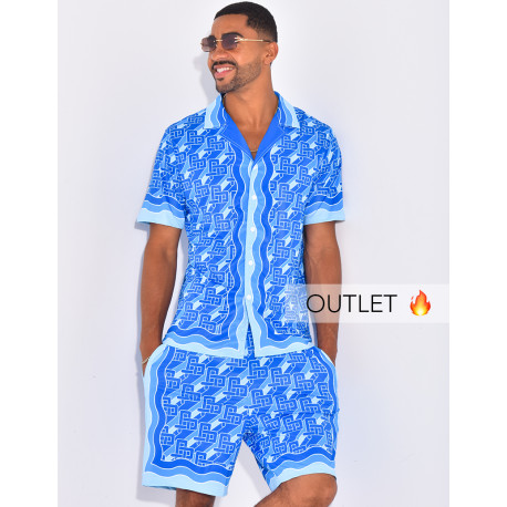 Ensemble short et chemise à motifs