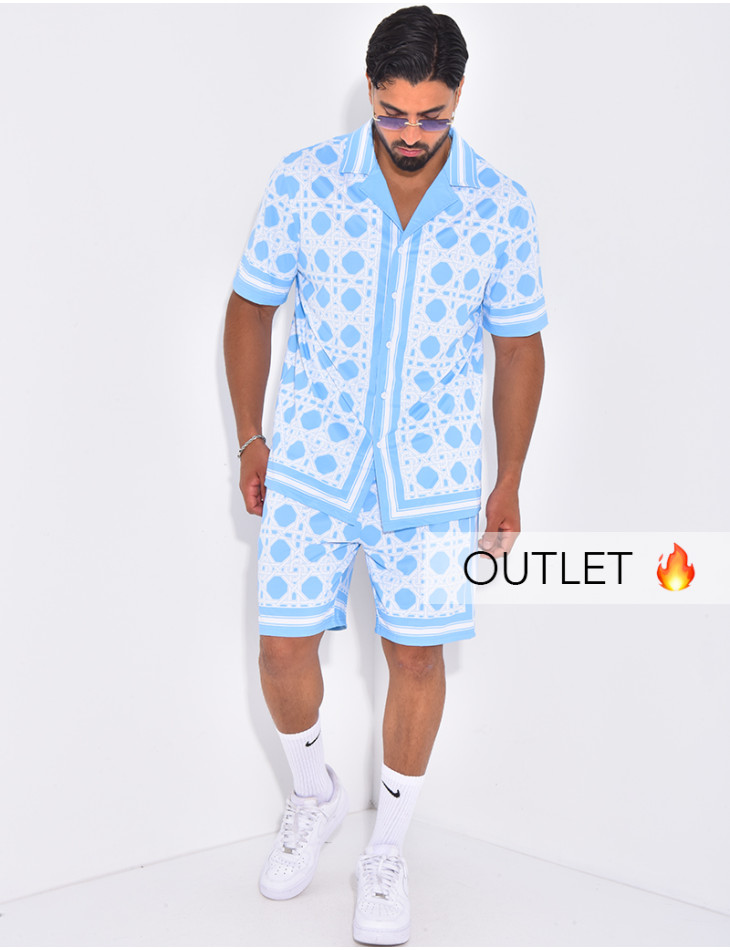Ensemble short et chemise à motifs