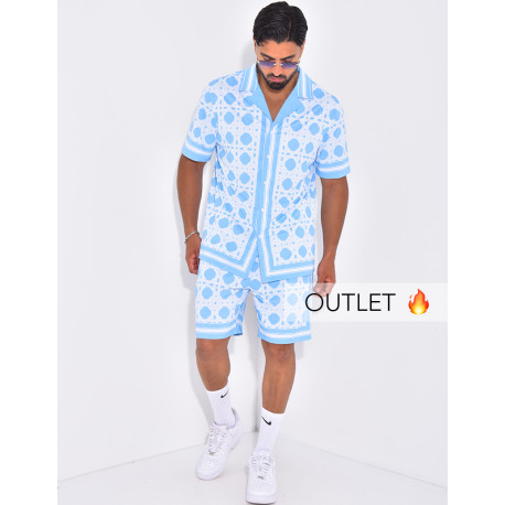 Ensemble short et chemise à motifs