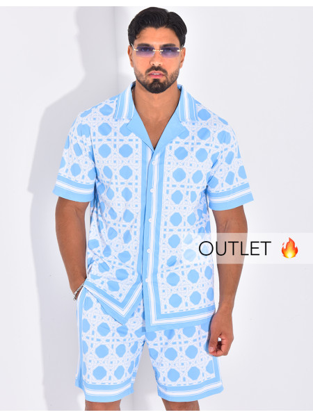 Ensemble short et chemise à motifs