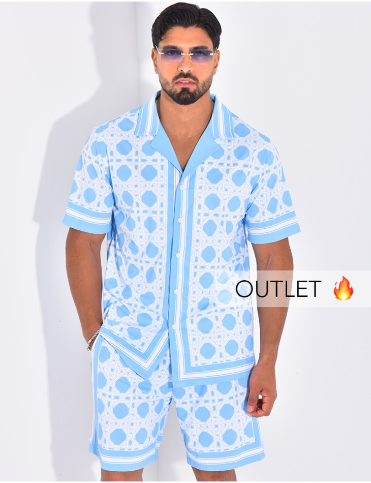 Ensemble short et chemise à motifs
