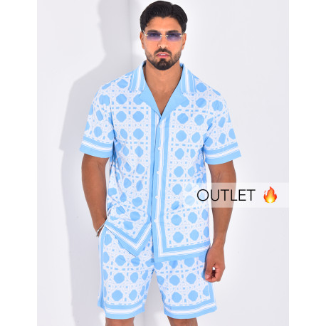 Ensemble short et chemise à motifs