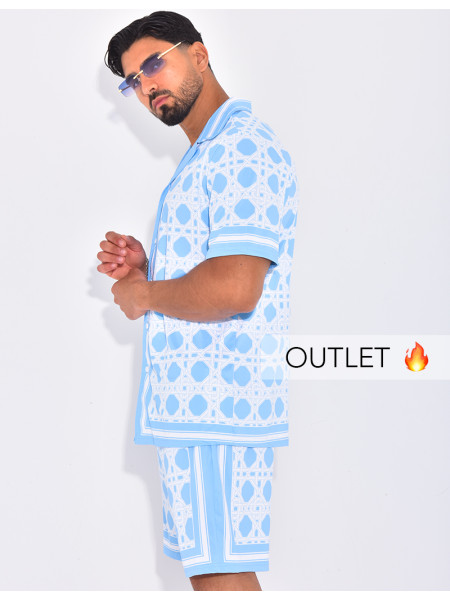 Ensemble short et chemise à motifs