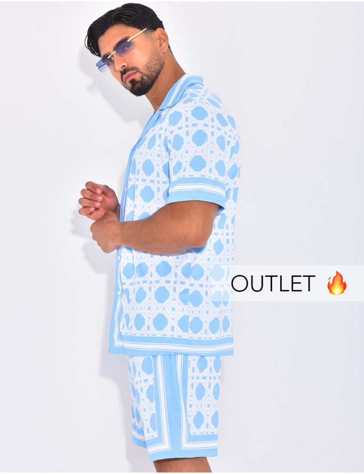 Ensemble short et chemise à motifs