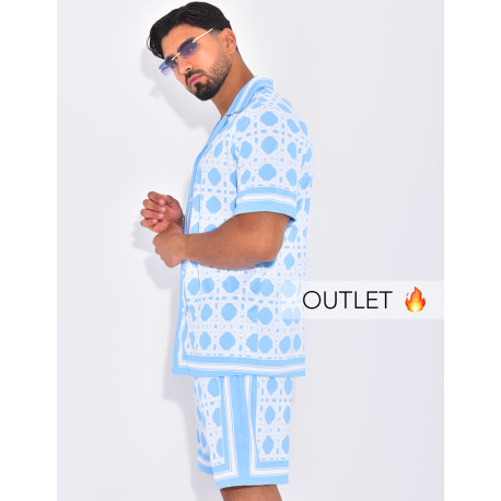 Ensemble short et chemise à motifs