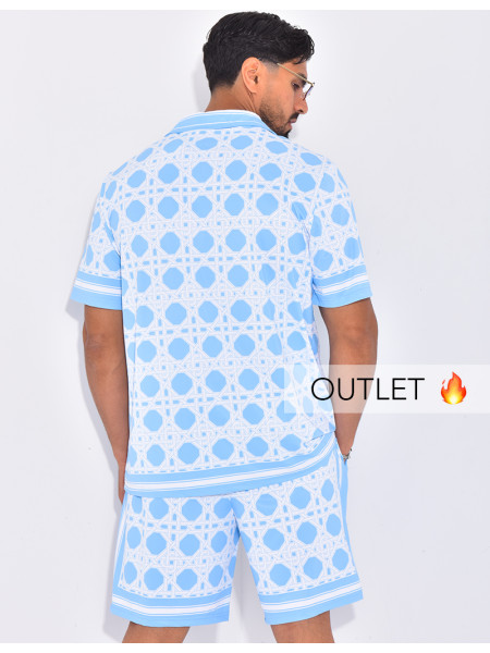 Ensemble short et chemise à motifs