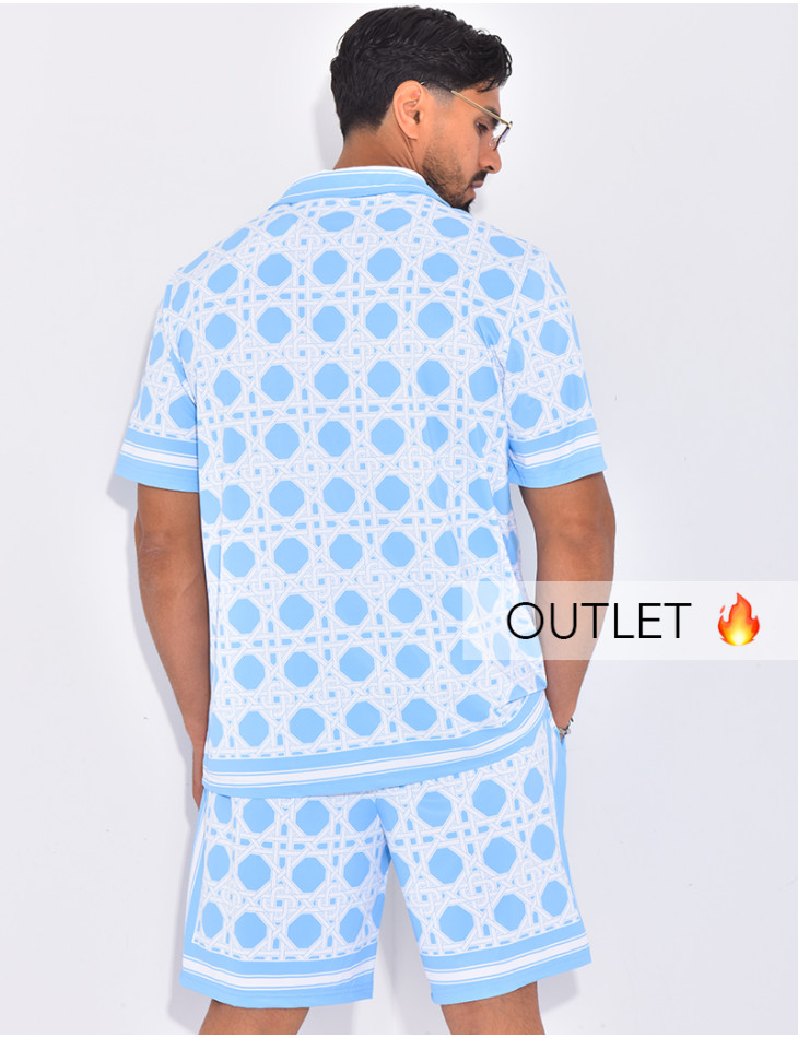 Ensemble short et chemise à motifs