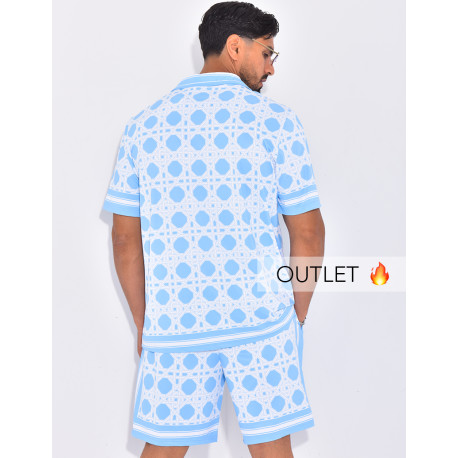Ensemble short et chemise à motifs