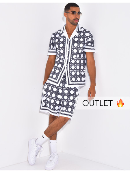 Ensemble short et chemise à motifs