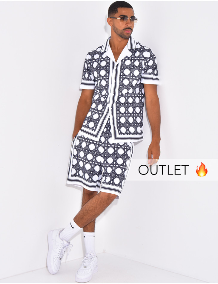 Ensemble short et chemise à motifs