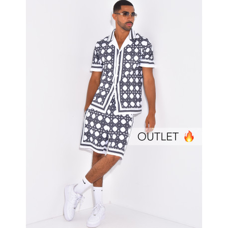 Ensemble short et chemise à motifs