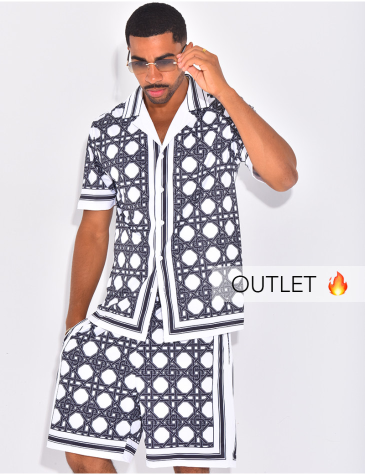 Ensemble short et chemise à motifs