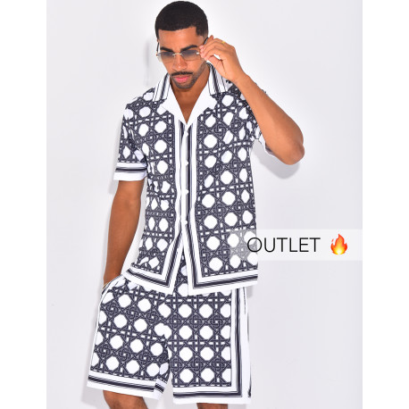 Ensemble short et chemise à motifs