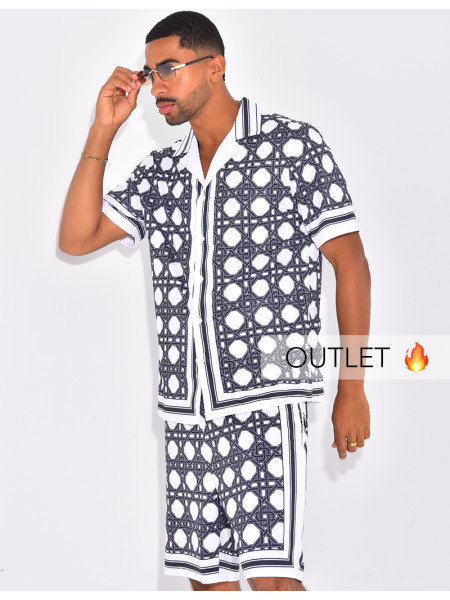 Ensemble short et chemise à motifs