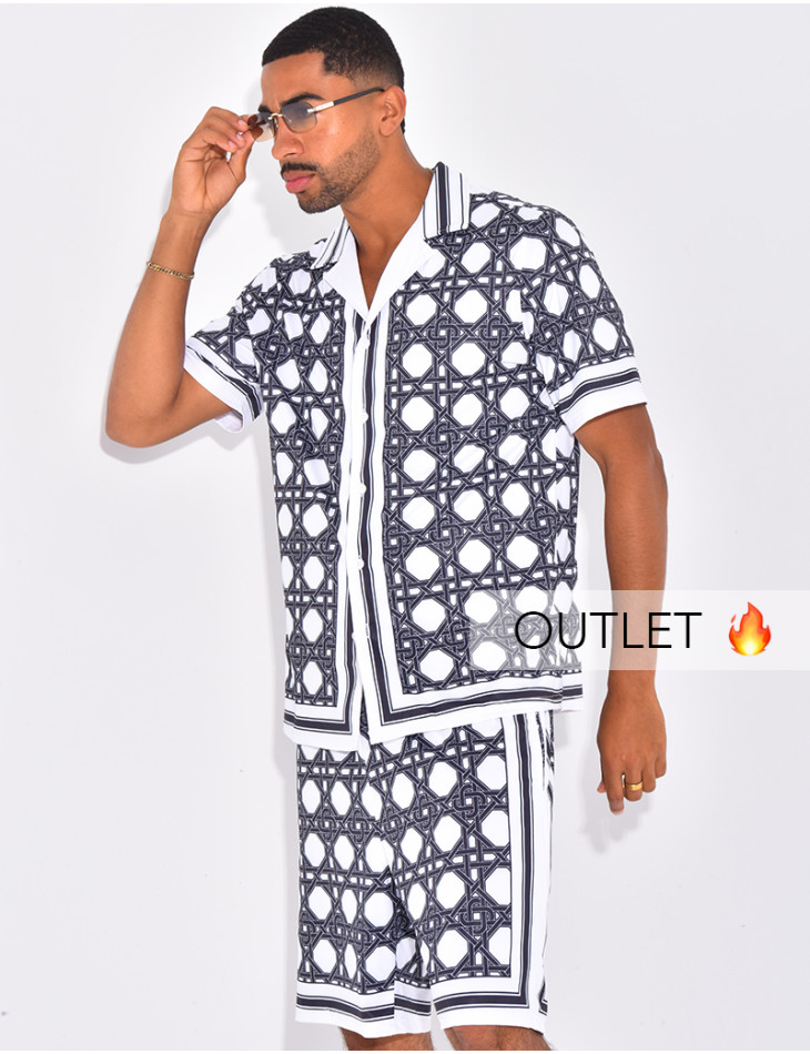 Ensemble short et chemise à motifs