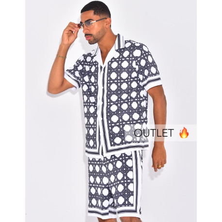 Ensemble short et chemise à motifs