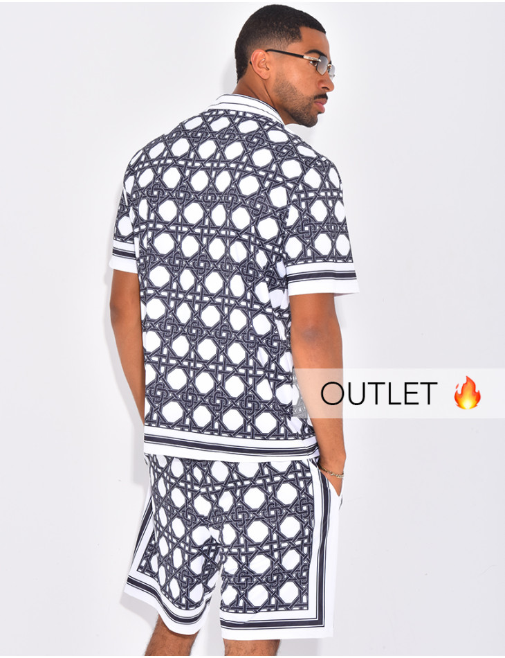 Ensemble short et chemise à motifs