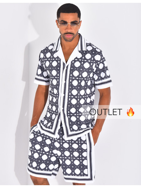 Ensemble short et chemise à motifs