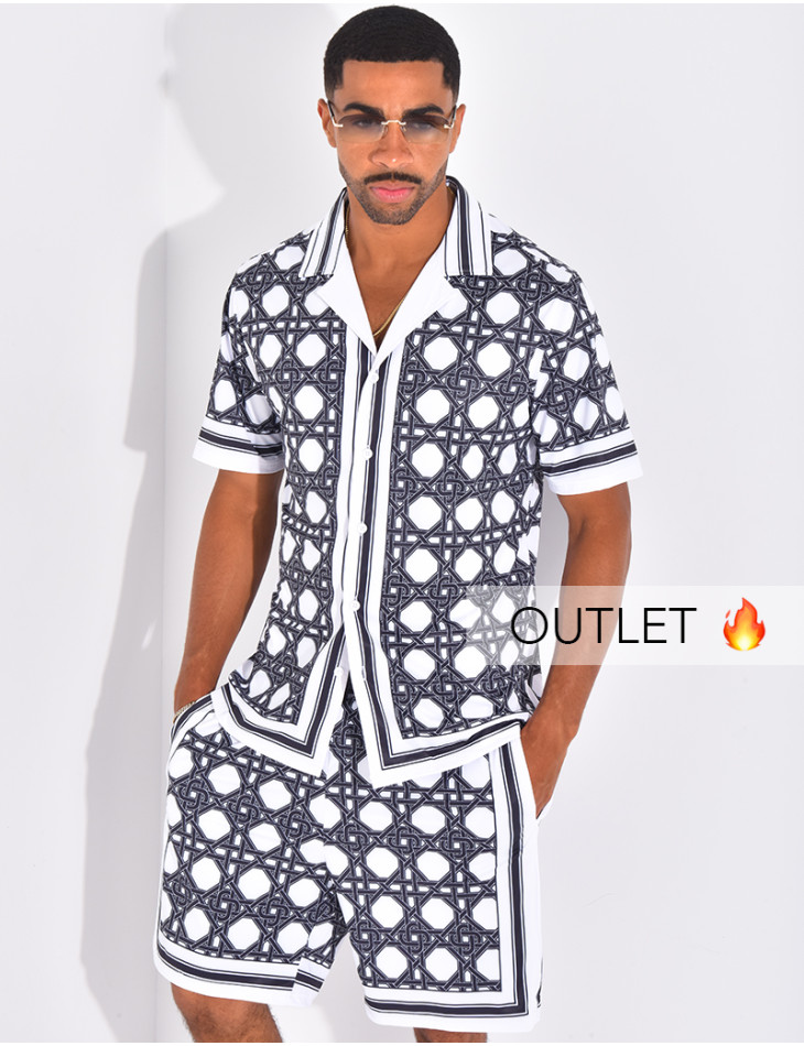 Ensemble short et chemise à motifs