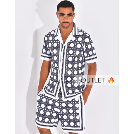 Ensemble short et chemise à motifs