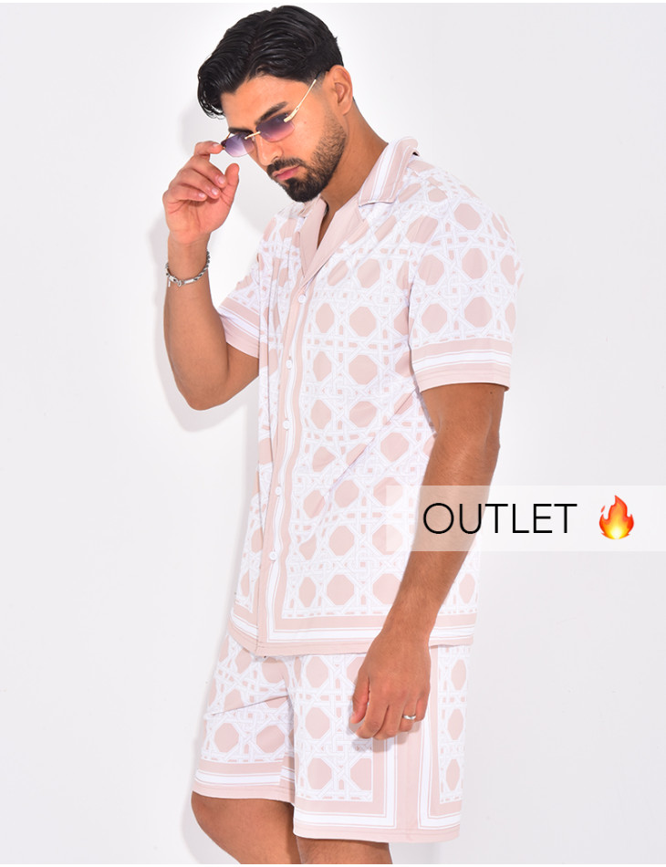 Ensemble short et chemise à motifs