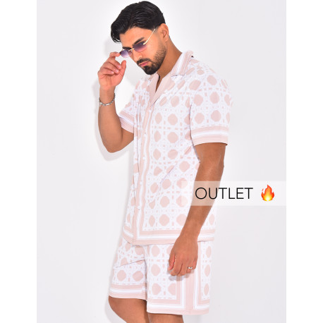 Ensemble short et chemise à motifs