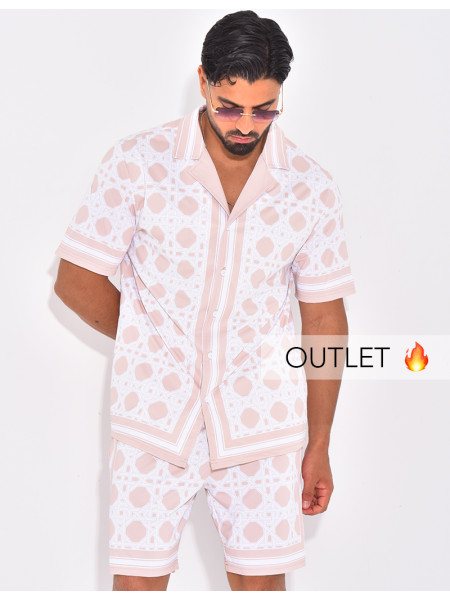 Ensemble short et chemise à motifs