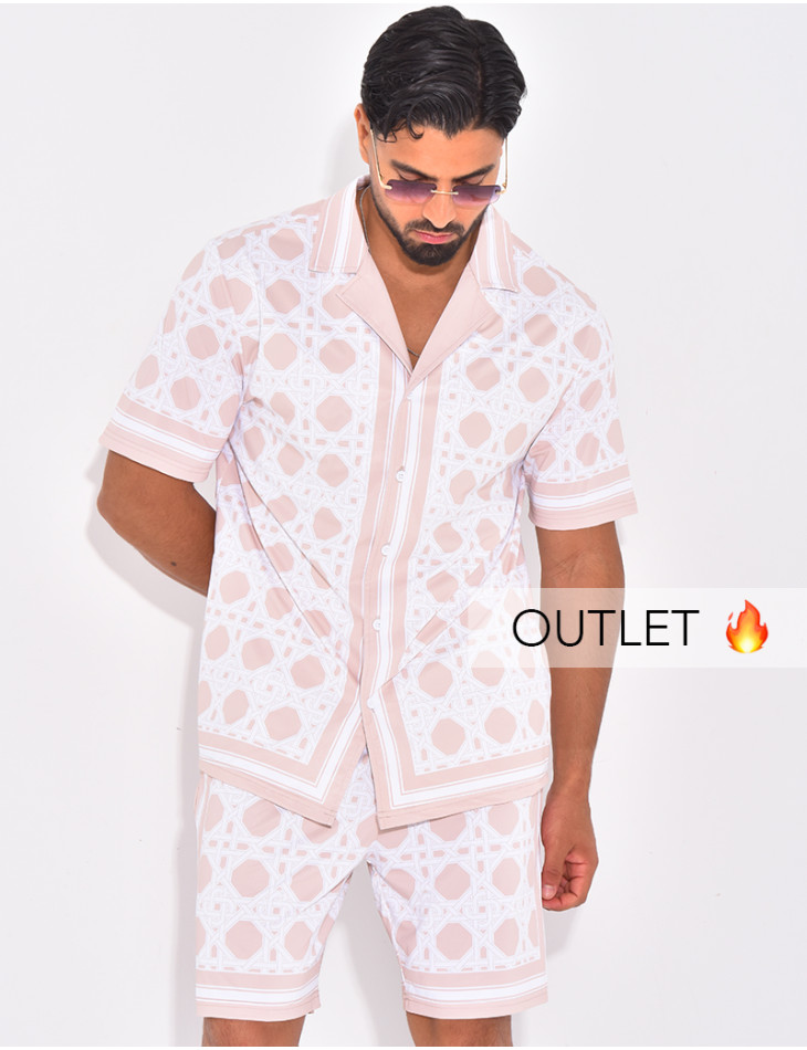 Ensemble short et chemise à motifs