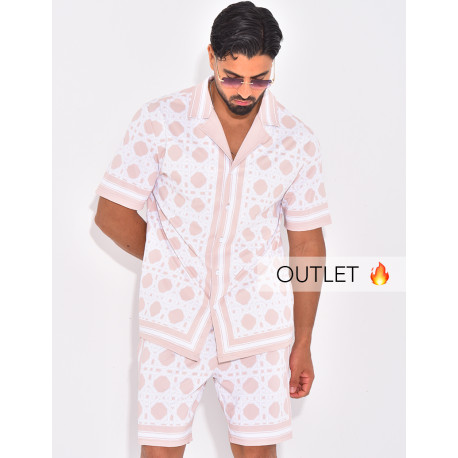 Ensemble short et chemise à motifs