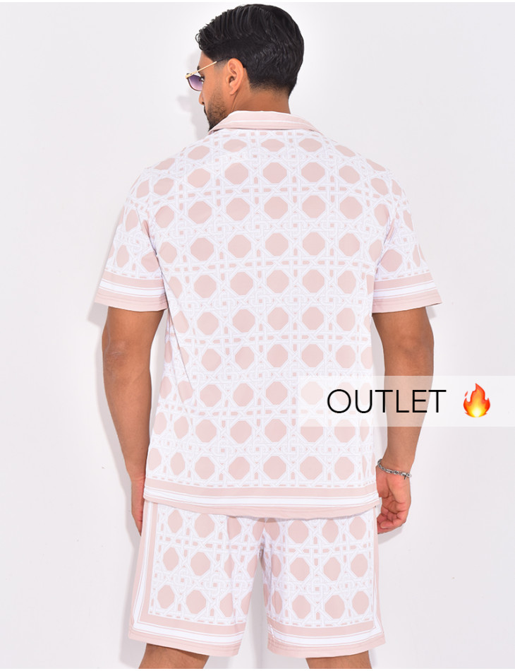 Ensemble short et chemise à motifs