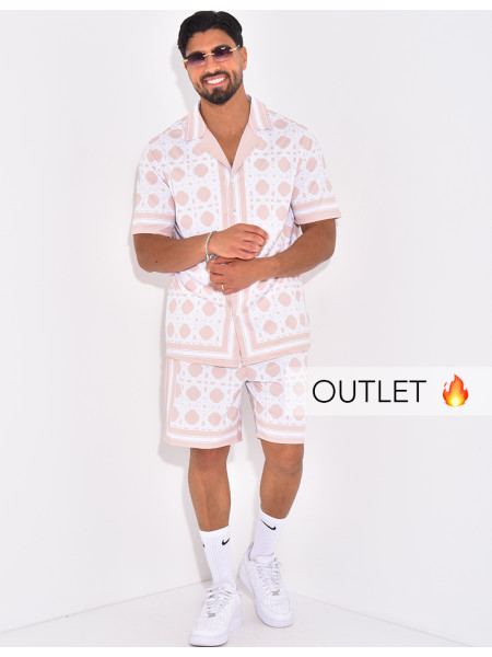 Ensemble short et chemise à motifs