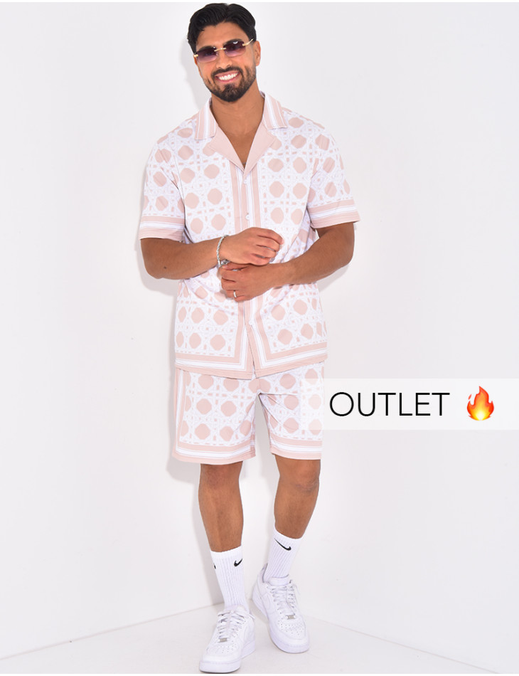 Ensemble short et chemise à motifs