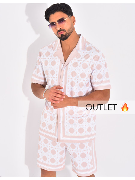 Ensemble short et chemise à motifs