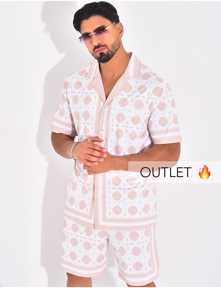 Ensemble short et chemise à motifs