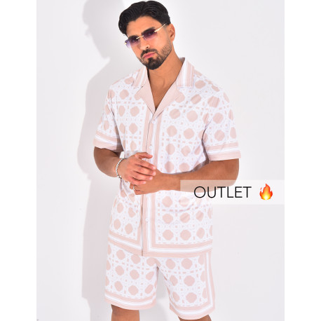 Ensemble short et chemise à motifs