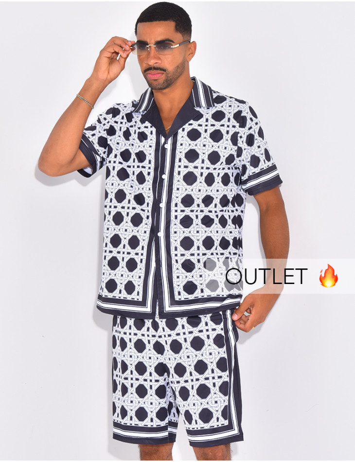 Ensemble short et chemise à motifs