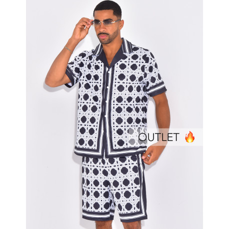 Ensemble short et chemise à motifs