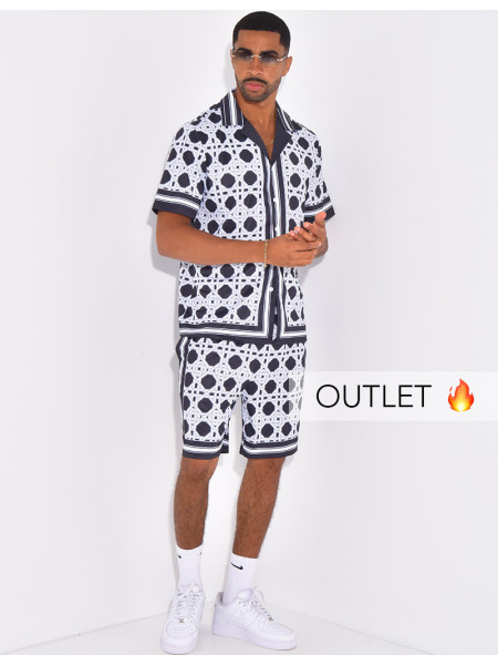 Ensemble short et chemise à motifs