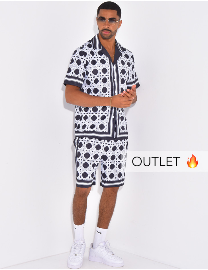 Ensemble short et chemise à motifs