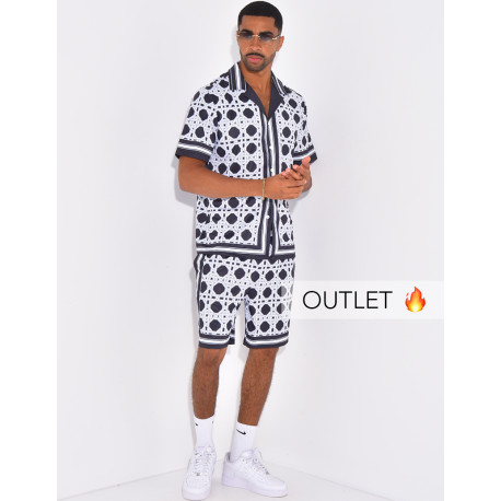 Ensemble short et chemise à motifs