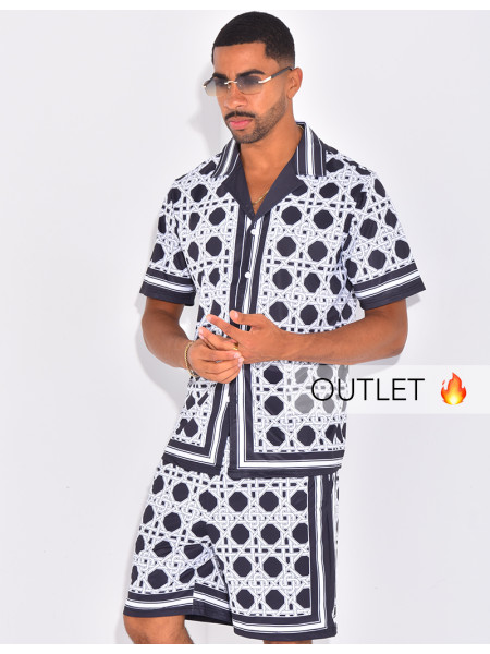 Ensemble short et chemise à motifs
