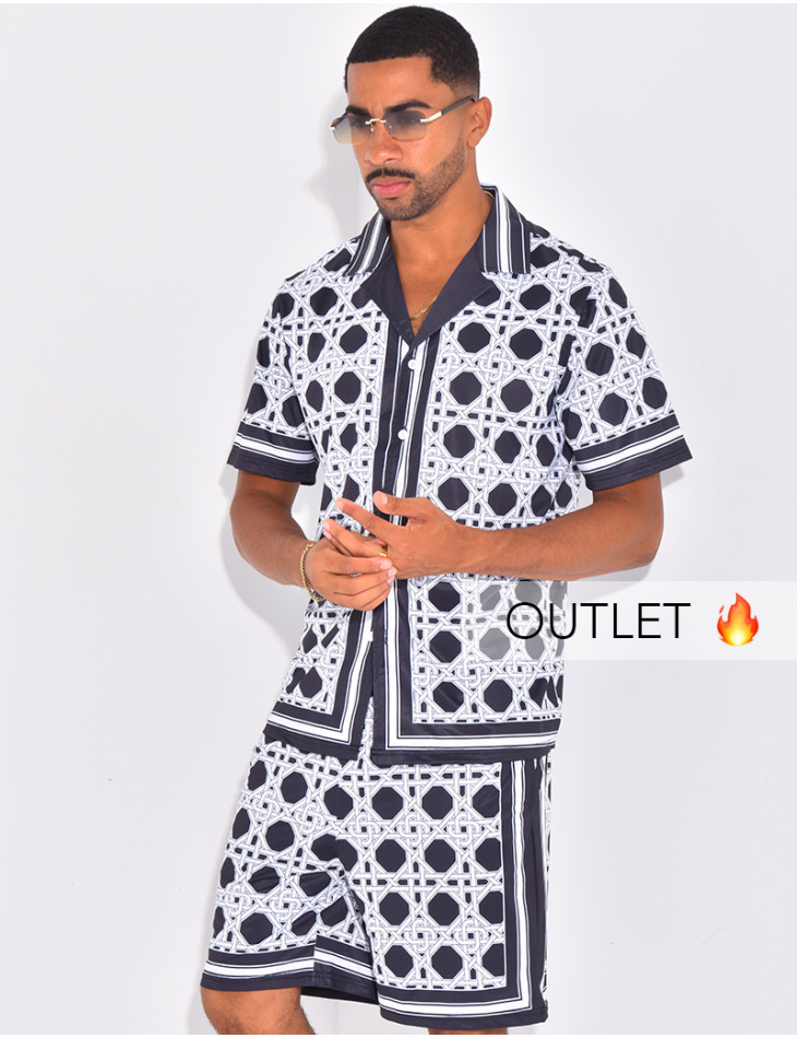Ensemble short et chemise à motifs