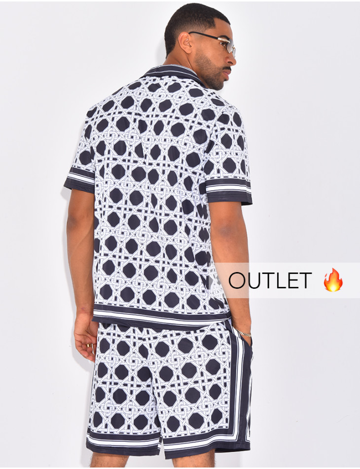 Ensemble short et chemise à motifs