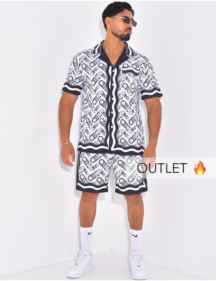 Ensemble short et chemise à motifs